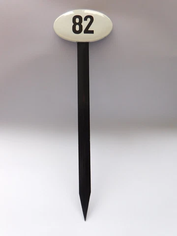 Vintage Sweden Enamel Porcelain Garden / Yard House Number 82 Sign on Stick #1 Cover