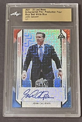 2021-22 Leaf Metal John Calipari Red White Blue 1/1 Auto Pre-production Proof - Image 1 of 3