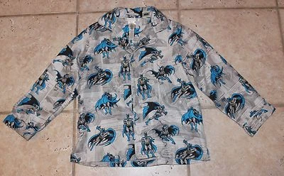 Pottery Barn Kids Boys Size 6 Batman Justice League Pajamas Button Front Top - Image 1 of 2