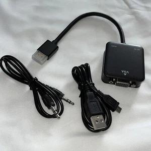 HDMI to VGA Converter Adapter Plus Mini-USB Power And Aux Audio Cords PC - Picture 1 of 6