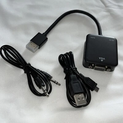 HDMI to VGA Converter Adapter Plus Mini-USB Power And Aux Audio Cords PC - Image 1 of 4