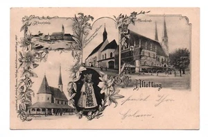 Litho Ak Gruß aus Altötting 1900 Hauptplatz Pfarrkirche - Bild 1 von 2