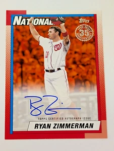 2025 Topps Series 1 Ryan Zimmerman Auto Orange /25 1990 Topps 90A-RZ Nats - Picture 1 of 3