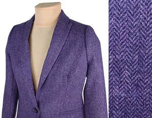J.Crew Moon Womens Purple Herringbone Tweed Blazer Jacket Size US 6 (S) - Picture 1 of 13