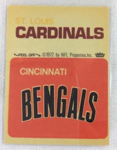 Pegatina de fútbol americano del equipo Fleer de la NFL 1972-74 - Cardenales de San Luis - Bengals de Cincinnati - Imagen 1 de 1