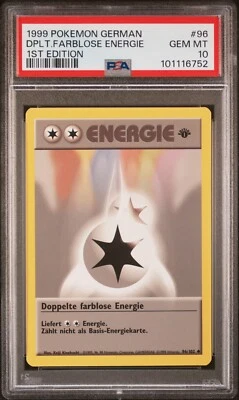 Pokemon 1999 German Deutsch 1st Edition Base "DPLT. Farblose Energie" 96 PSA 10 - Image 1 of 2