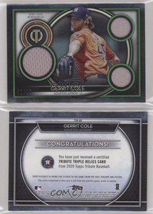 2020 Topps Tribute Tribute Triple Relics Green /99 Gerrit Cole #TTR-GC