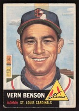 Vern Benson 1953 Topps #205 St. Louis Cardinals PR PL Tape