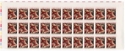 Scott #2427 Christmas Madonna (Carracci) Partial Sheet of 30 Stamps - MNH Top - Image 1 of 2