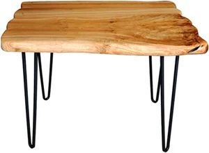 Natural Edge Coffee Table Small Square Cedar Wood Table w/ 4 Hairpin Legs 21" H - Picture 1 of 22