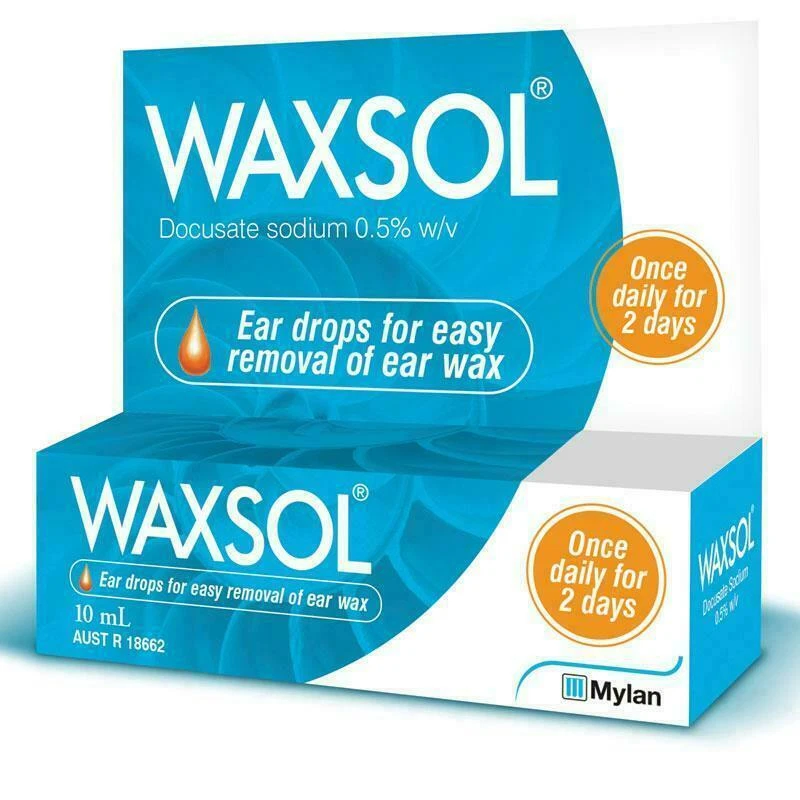 10ml Waxsol Ear Drops Ear Wax Removal 2 Dose Treatment Docusate Sodium