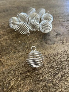 Silver Spiral Bead Cage Pendant BRAND NEW - Picture 1 of 2
