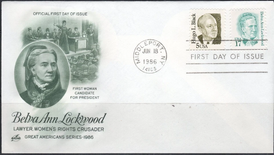 US Scott #2178 "Belva Ann Lockwood" 17 cent ArtCraft FDC - Image 1 of 1