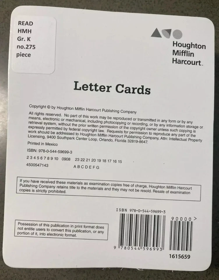 K-2 Letter Cards Intensive Reading Instruction  - SEALED - Houghton Mifflin - Image 1 of 1