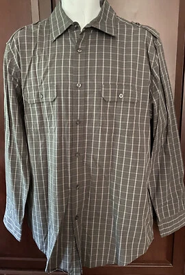 Alfani Hombre Camisa de Vestir Gris Camisa a Cuadros Talla L Foto 1 de 4