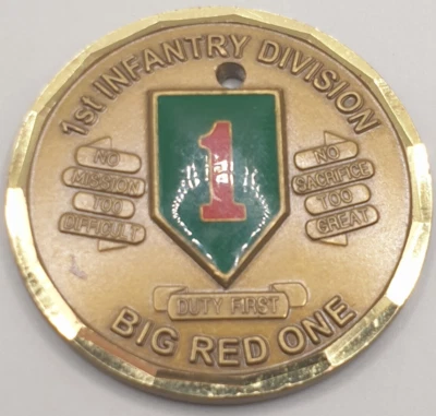 NATO MONEDA Orden Ejército de EE.UU. 1ª División de Infantería BIG RED ONE 1 ... - Imagen 1 de 2