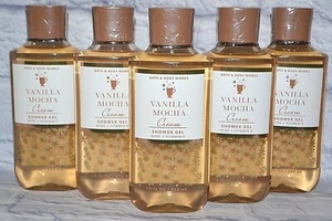 5 BATH & BODY WORKS VANILLA MOCHA CREAM ALOE VITAMIN E SHOWER GEL BODY WASH 10oz - Picture 1 of 3