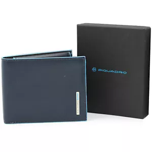 PIQUADRO portafoglio da uomo pelle blu portamonete protezione RFID SCONTO -20% - Foto 1 di 6
