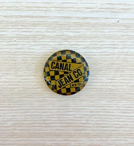 Canal Jean New York Black Brown Circle Shape Fashion Badge Brooches Pins - Picture 1 of 2
