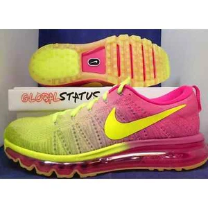 NIKE FLYKNIT AIR MAX ID VOLT PINK MENS SZ 9.5 /// WOMENS 11 ( 845615-992 ) - Picture 1 of 11