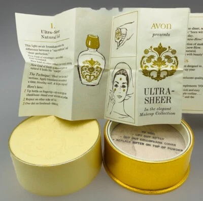 Polvo facial de acabado ultra transparente Avon de colección cubierta en relieve de los años 60 1,75 OZ Foto 1 de 4