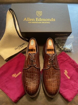 Allen Edmonds Mens Haskell Brown Gator Print Golf Shoes 10.5 D Made in the USA - Image 1 of 4