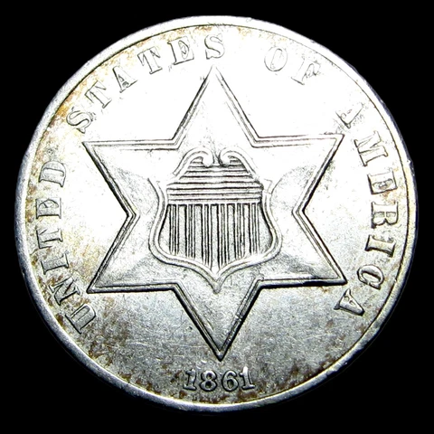 1861 Silver Three Cent Piece 3cp  --- Stunning Type Coin --- #UU679 Cover