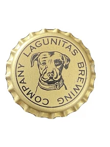 LAGUNITAS BREWING COMPANY Gold Beer MAGNET Bottle Cap DOG CALIFORNIA Fridge - Picture 1 of 4