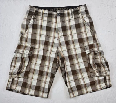 Arizona Jean Co. Pantalones Cortos Carga - Para Hombre Talla 30 - Marrón/Blanco A Cuadros Foto 1 de 4