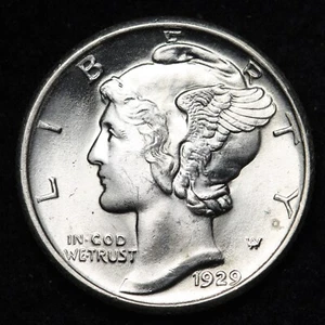1929 FSB Mercury Silver Dime GEM BU *UNCIRCULATED* MS E590 ZSMC - Picture 1 of 2