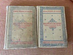 Lot Set of 2 Antique 1897 Baldwin's Readers Fourth Fifth Sixth Seventh Combined - Picture 1 of 7