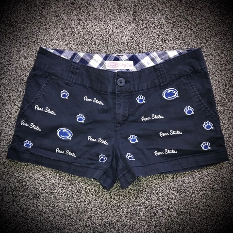 Women Size 7 PENN STATE NITTANY LIONS SHORTS navy blue 3" chinos SEWN LOGOS euc! Cover