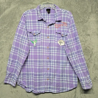 Disney Our Universe Pocahontas Top Womens Sz Extra Large Purple Plaid Button Up - Image 1 of 4
