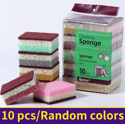10pcs High Density Sponge Cleaning Cloth: Non-Greasy Dishwashing & Kitchen Tool - Image 1 of 4