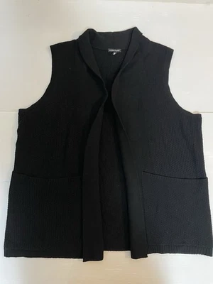 Eileen Fisher Merino Wool Linear Knit Vest Size XL Classic Wardrobe Staple - Image 1 of 4