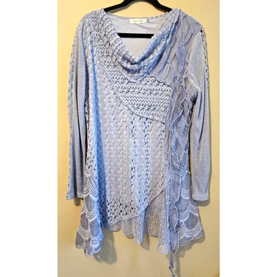 Top túnica de encaje floral gris Simply Couture talla XL hada caprichoso boho artístico delicado Foto 1 de 4