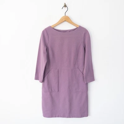 Boden Ottoman Dress Size 12 Regular Violet Purple Cotton Ribbed Shift - Image 1 of 4