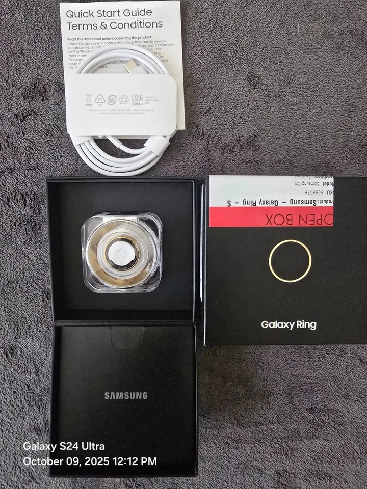 Samsung Galaxy Ring Titanium Gold SM-Q507 Bluetooth Smart Ring Size 7 - Image 1 of 4
