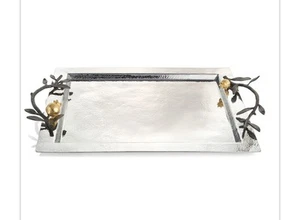 MICHAEL ARAM Pomegranate Serving Tray Home Decor 24k Gold Plate - Picture 1 of 6