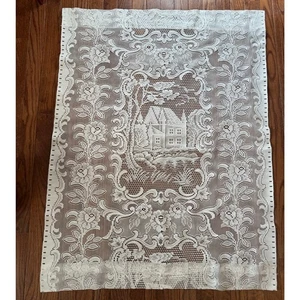 Lace curtain panel or table decor-house church floral-40.5” H x 30.5” W  - Picture 1 of 7