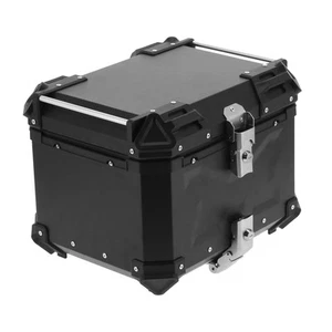Motorbike Storage Box Universal Black 45L Motorcbicyle Ad Aluminum Top - Picture 1 of 23