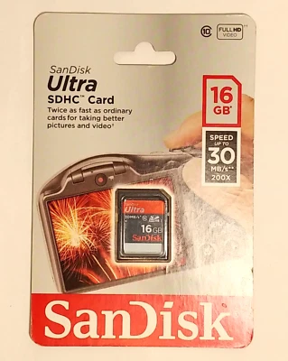 SanDisk Ultra 16 GB SD SDHC Class 10 UHS-I Memory Card Speed Up To 30MB/s SEALED - Image 1 of 2