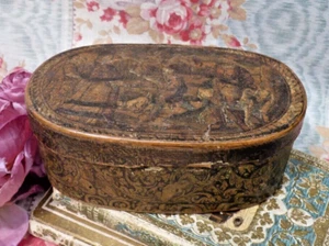 ALTE SCHACHTEL SCHATULLE mit SPITZE 19. Jh., Schachtel mit Spitzenspindeln.... - Bild 1 von 16