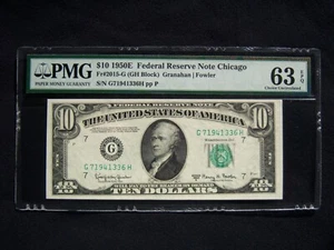 $10 Federal Reserve Note Series 1950E FR2015-G Chicago GH Block - Picture 1 of 2