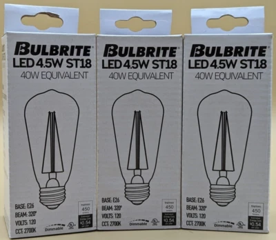 Bulbrite Edison LED Bulb 40-Watt Equivalent Dimmable ST18 Medium E26 Base 3 Pack - Image 1 of 4