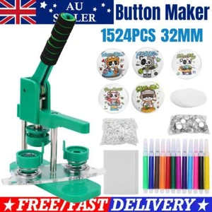 Button Maker Machine Badge Press Machine 32mm 1.25in + 500 Buttons Circle Cutter - Picture 1 of 11