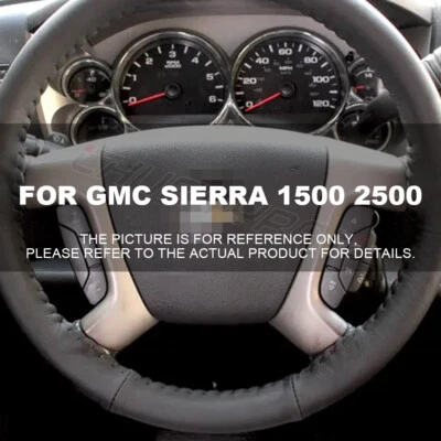 Capa de volante 15\" couro genuíno para GMC Sierra 1500 2500 2014-2015 - Imagem 1 de 4