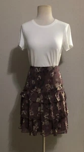 NWT Lauren Ralph Lauren "16W" Floral Crinkled Georgette Tiered Lined Skirt $145 - Picture 1 of 7