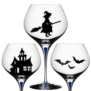 9x Spooky Halloween Weinglas Aufkleber Sticker Party Deko Wand Fenster - Bild 1 von 2