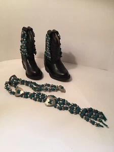 Express Riders TEX BLK Size 6w Western Boots Young Girls Auction Finds 702 - Picture 1 of 10